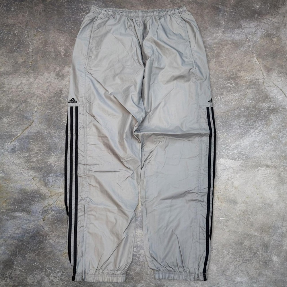 Vintage Adidas 3 Stripes Trefoil Grey Fleece Lined Sweatpants Adult Medium Y2K